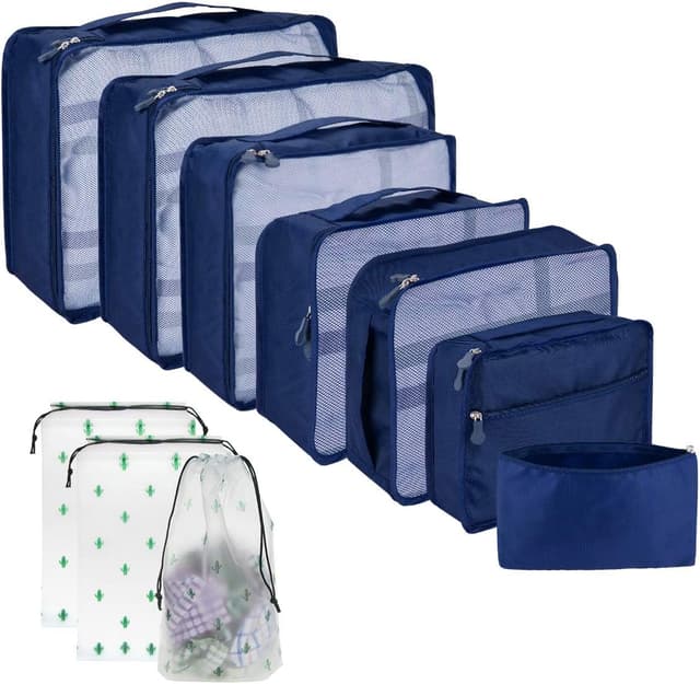 Detalle de Travel Packing Cubes Packing Cubes for Suitcase (10 Sizes) – 10-Piece Dark Blue Organiser Set