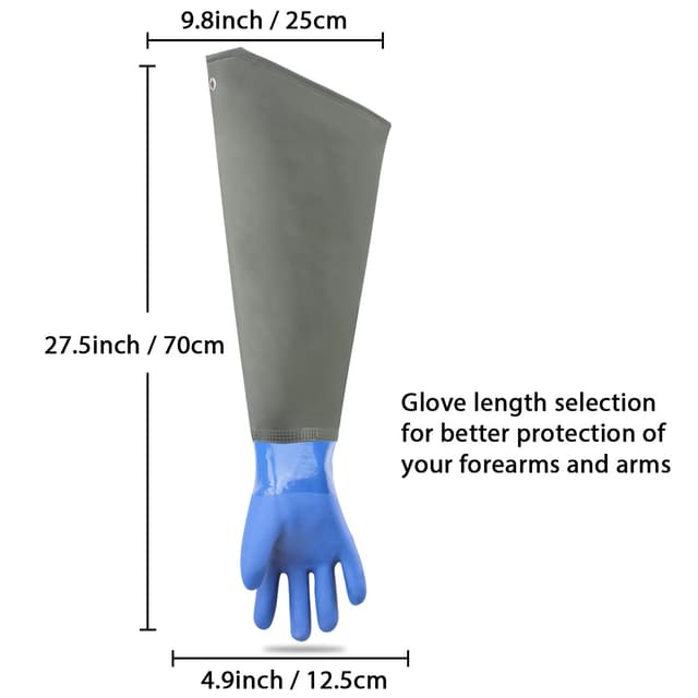 Detalle de Haiou Long Rubber Gloves (Elbow Length) for Heavy Duty Chemical, Oil & Alkaline Protection