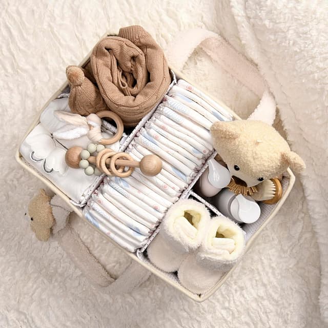 Detalle de PeraBella Baby Diaper Caddy Organizer with Handle (Portable Diaper Storage Basket)