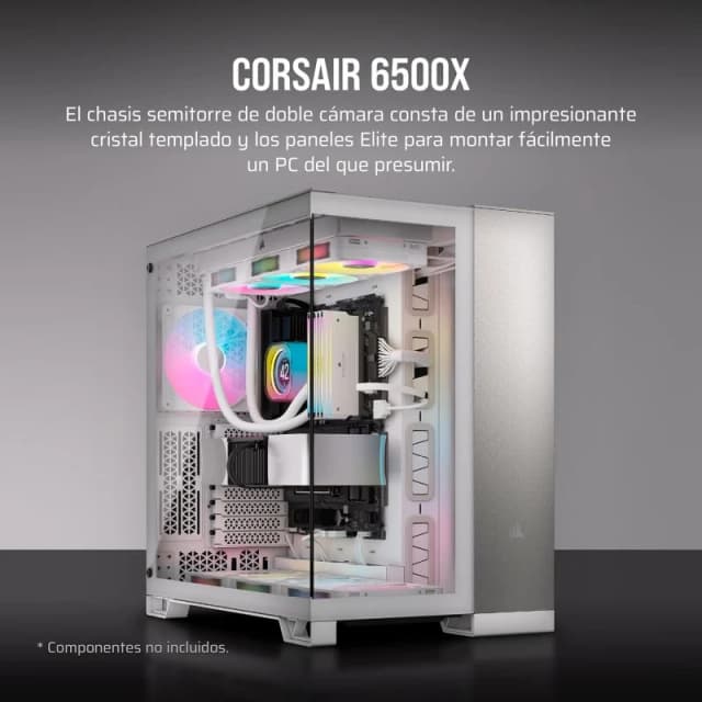 Thumbnail 2 de Corsair 6500X semitorre ATX doble cristal templado USB-C blanca/aluminio 🖥