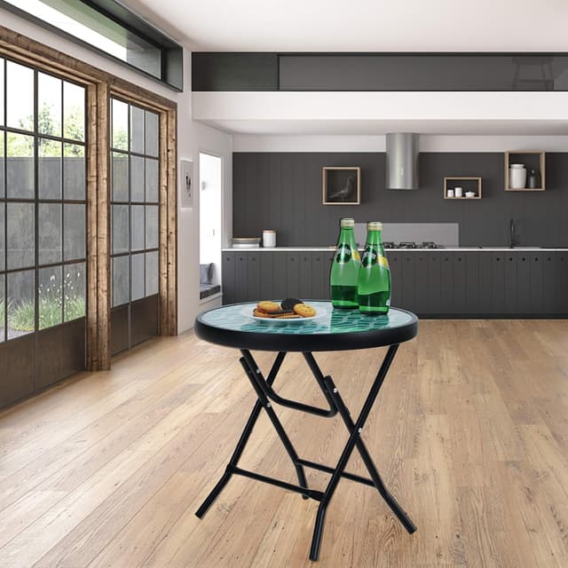 Thumbnail 6 de PHI VILLA Folding Side Table (Turquoise) – foldable small round patio & coffee table