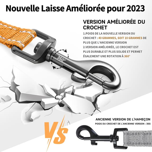 Detalle de COMSLE Long Leads for Dog Training extra long nylon dog leash (3m–20m) with rotating buckle handle