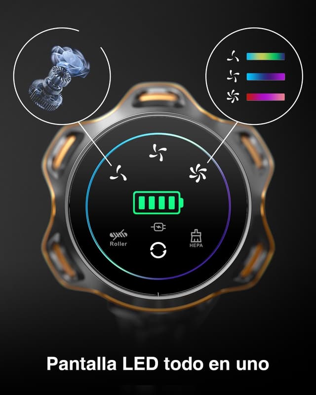 Thumbnail 5 de 48Kpa/580W/65Mins Aspiradora sin Cable, Aspiradora sin Cable de 1.6 L/Pantalla Táctil LED,Capa de Filtración de 8 Etapas, Autocargable,Autoportante,Adecuado para Suelos/Alfombras/Pelo de Animales