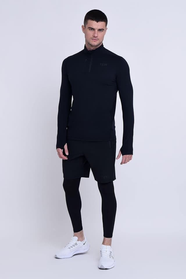 Detalle de Haut de running homme hiver TCA Quickdry Fusion Pro à manches longues, avec fermeture mi-poitrine