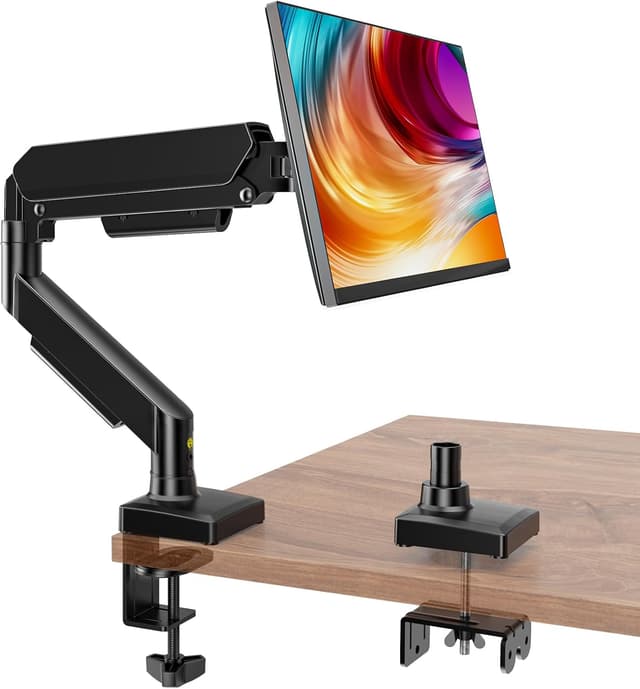 Detalle de Hemudu single monitor arm (gas spring) for 17–32 inch screens, VESA 75/100mm, up to 9kg