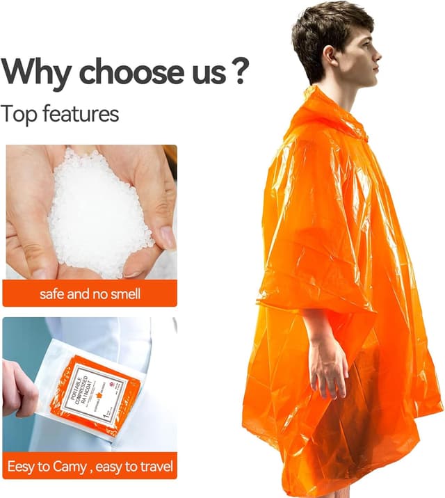 Thumbnail 2 de KAshack Einweg Regenponcho 100 cm Orange