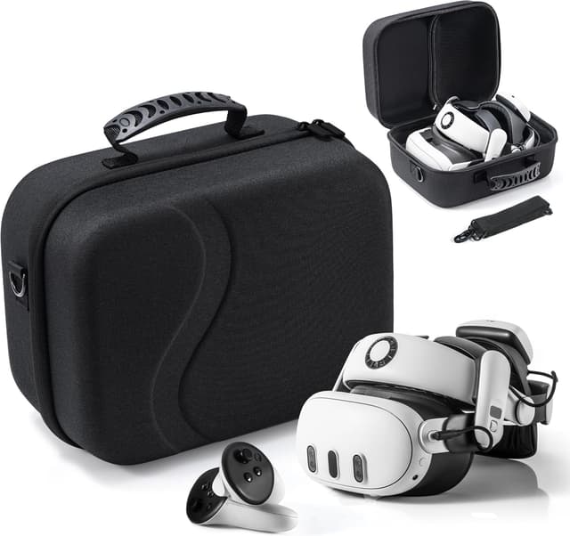 Detalle de DEVASO große Tasche für Meta Quest 3 – Hartschalen-Reisetasche für Elite Strap, Controller und Zubehör