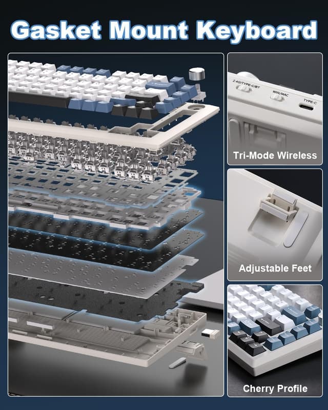 Thumbnail 4 de MIKIBY Y75 75% Gasket Wireless Mechanical Keyboard ⌨