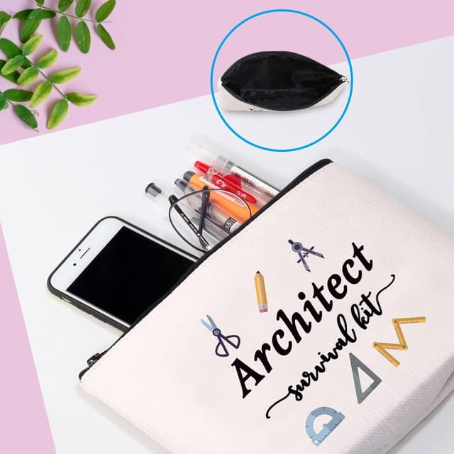 Detalle de JTOUK Architecture Student Gift Architect Survival Kit Zip Pouch Makeup Bag (Survival Kit Architect Bag EU)