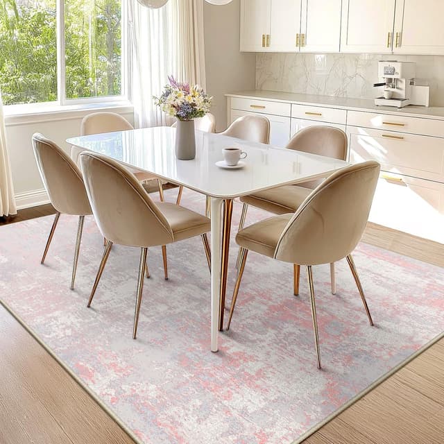 Thumbnail 5 de RELEANY Washable Area Rugs 8'x10' Non-Slip Modern Abstract (Grey Pink) — Tides Series