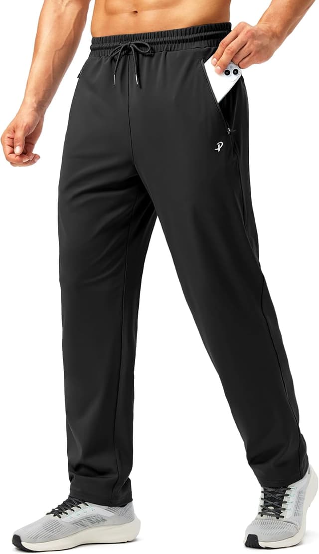 Detalle de Pudolla Men's Athletic Stretch Joggers with Zippers