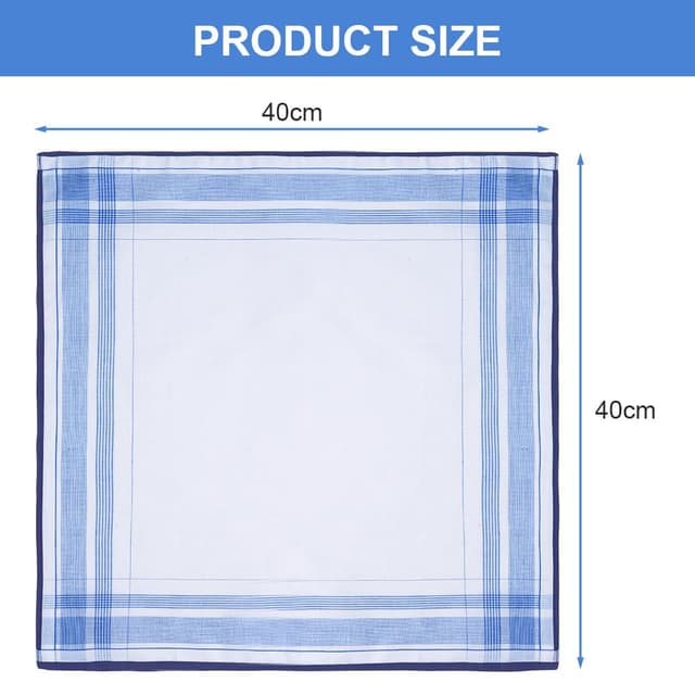 Detalle 2 de Aomig Herren-Taschentücher aus Baumwolle, Set mit 12 Stofftaschentüchern (3 Farben/B), 40 x 40 cm