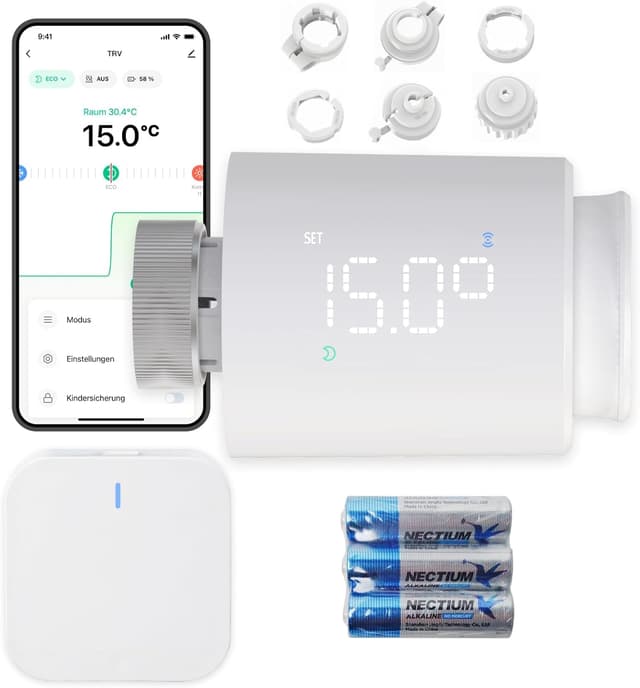 Detalle de ezAIoT Smart Heizkörperthermostat WLAN/TRV Zigbee Tuya Kit (EZ-ZB2W-G01) mit Hub für App-Steuerung