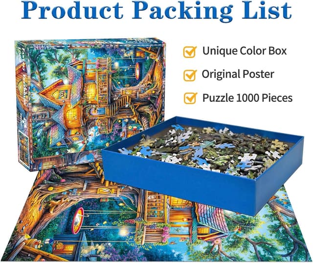 Detalle 2 de Fantasy Treehouse 1000-Piece Jigsaw Puzzle for Adults (19.69 x 27.56 in finished)