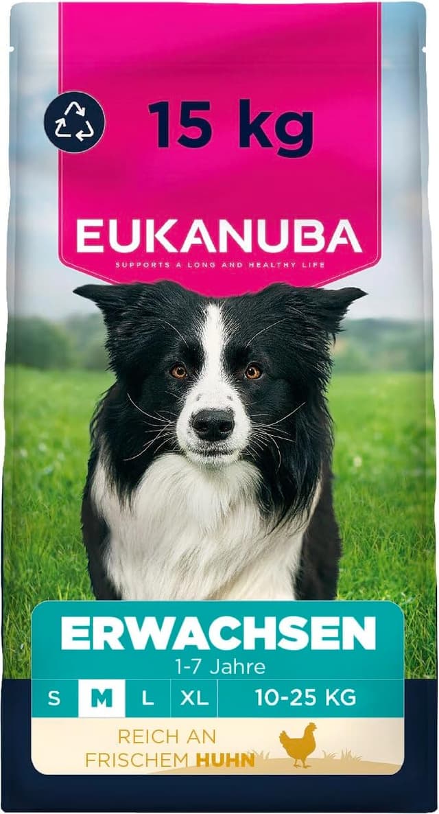 Detalle de Eukanuba Trockenfutter für mittelgroße Rassen mit frischem Huhn – Premium Hundefutter (15 kg)
