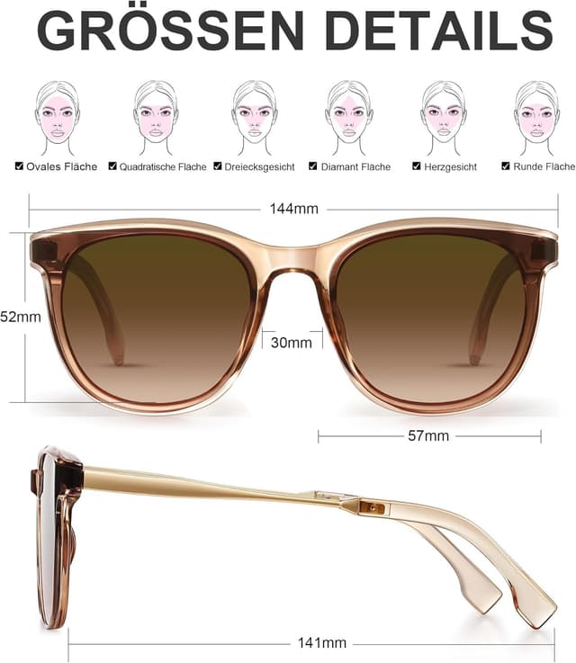 Thumbnail 3 de kunchu Sonnenbrille Damen Retro Quadrat UV400