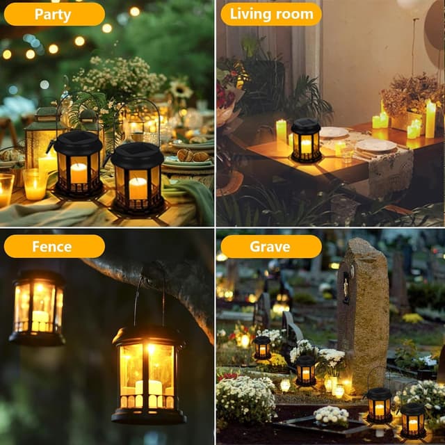 Thumbnail 5 de Yowin Lanterne da Esterno 4 Pezzi nero