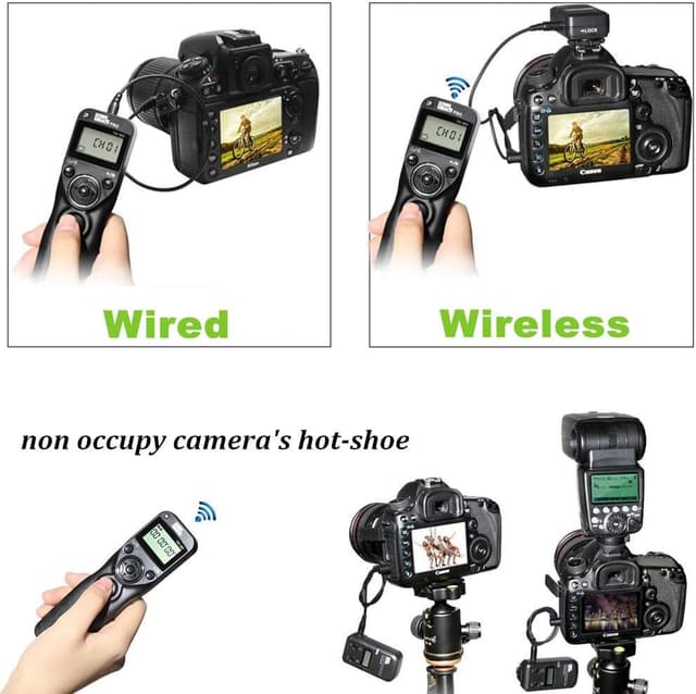 Detalle de Pixel TW-283 DC2 Intervalometer – kabelloser/Nikons-kompatibler Fernauslöser & Timer für viele Nikon-Kameras