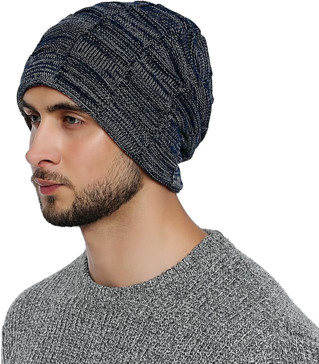 Detalle de Bonnet d’hiver homme tricot moderne DonDon Chaud Bonnet d’hiver beanie avec doublure extra-douce