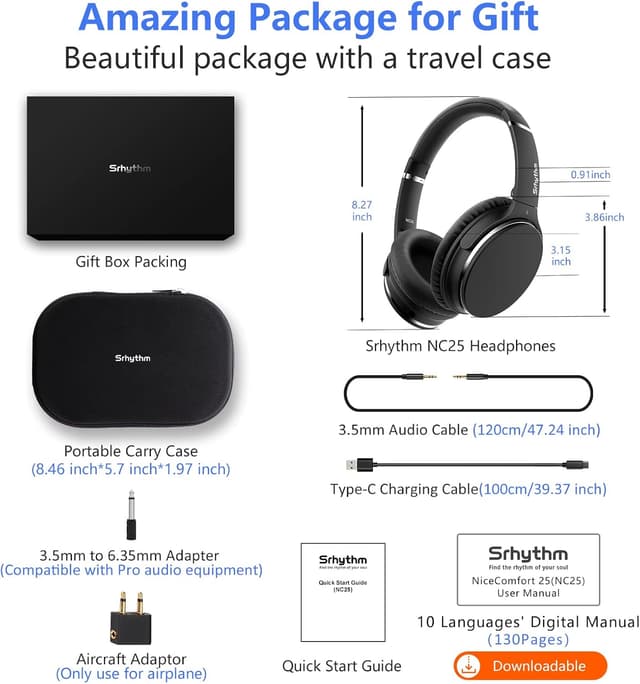 Detalle 2 de Srhythm NC25 ANC Bluetooth Headphones 50H