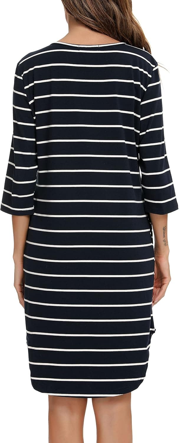 Detalle 1 de Vlazom Baumwoll-Nachthemd V-Ausschnitt