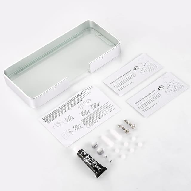 Thumbnail 6 de DUFU mensola bagno adesiva per doccia senza foratura in vetro temperato e alluminio spaziale (25 cm) argento