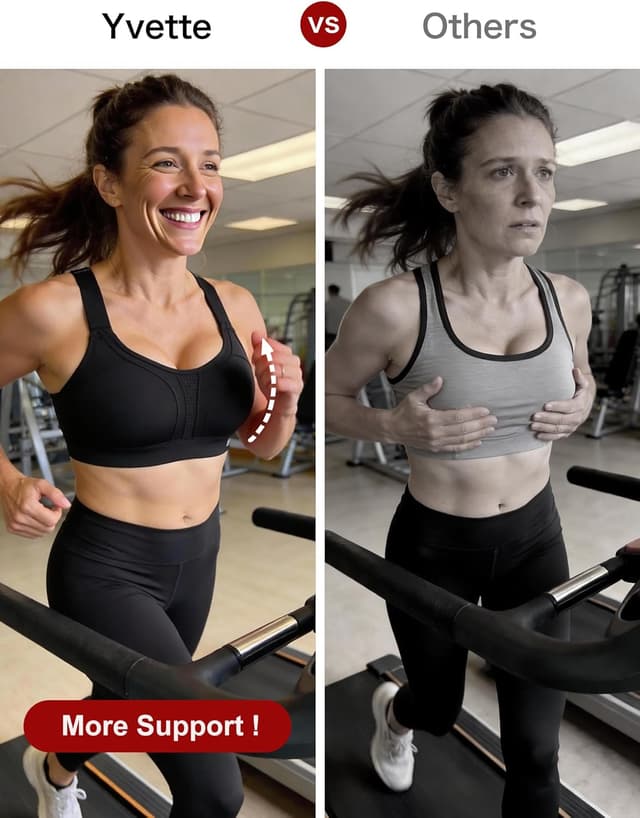 Detalle de Yvette High Impact Adjustable Criss Cross Back Sports Bra (Full Support for Large Bust)