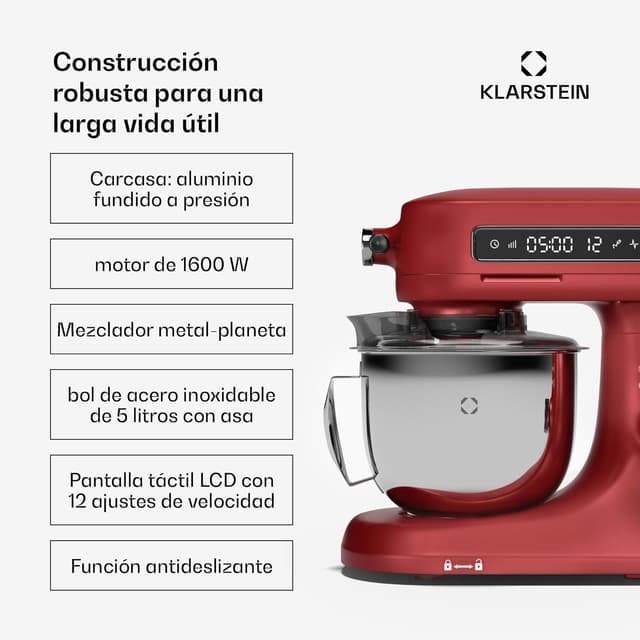 Detalle 2 de Klarstein Chiara Robot de Cocina 1600W 5L Silencioso 🥣