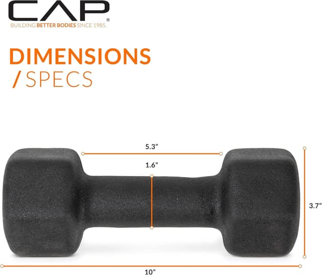 Thumbnail 3 de CAP Barbell Neoprene Dumbbell Weights (Pair), 15 lb Each, Neoprene-Coated Hex Design