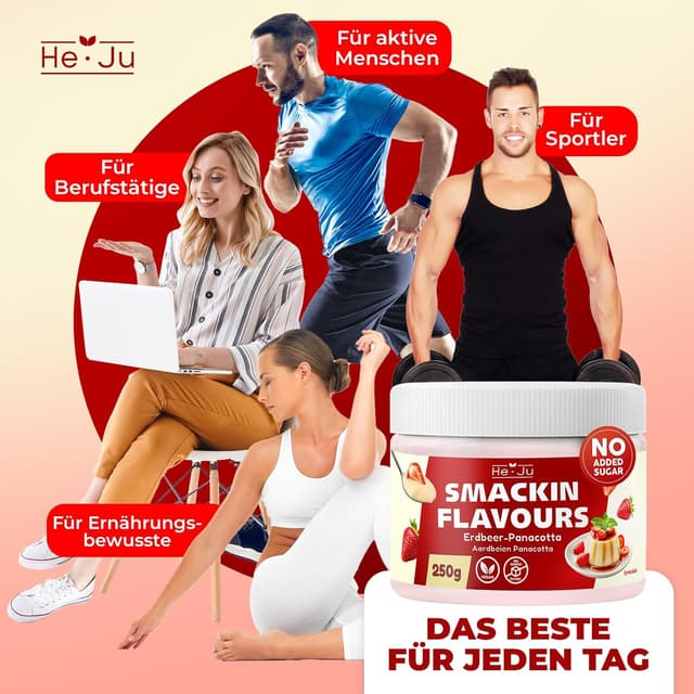 Thumbnail 4 de He-Ju Flavour Pulver Erdbeer Panna-Cotta 250 g 🍓