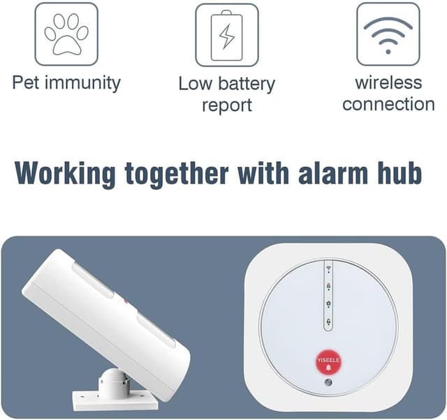 Detalle de YISEELE Rilevatore PIR di movimento immunitario wireless per animali domestici (per sistema Wi‑Fi/GSM)