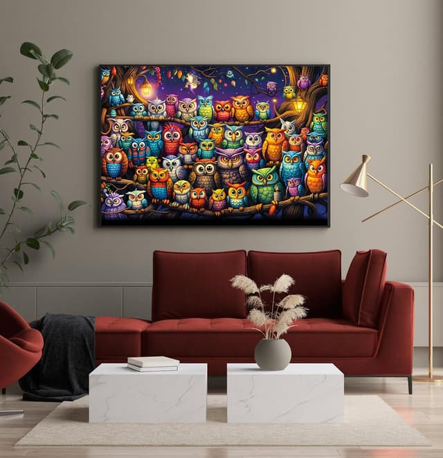 Detalle de HUADADA Puzzle 1000 Teile für Erwachsene mit Eule-Motiv (70 x 50 cm)