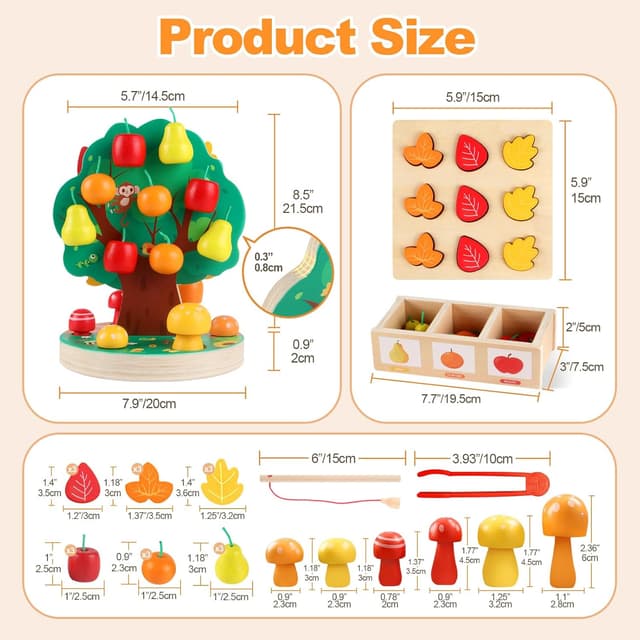 Thumbnail 5 de INIFEIDALA Montessori apple picking tree toy