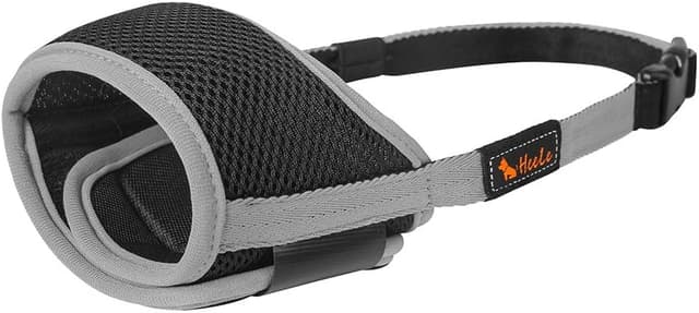 Detalle 2 de HEELE Maulkorb für Hunde (verstellbare Schlaufe, atmungsaktiv) – verhindert Beißen, Kauen & Bellen, Größe L, Grau