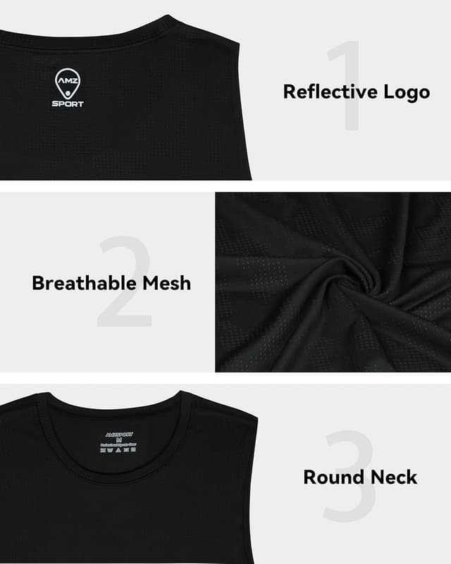 Detalle de AMZSPORT set da 2 canottiere uomo senza maniche in mesh jacquard per palestra e workout