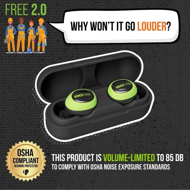 Detalle 2 de ISOtunes Free 2.0 Bluetooth Hearing Protection Earbuds (25 dB NRR, OSHA Approved) for Work