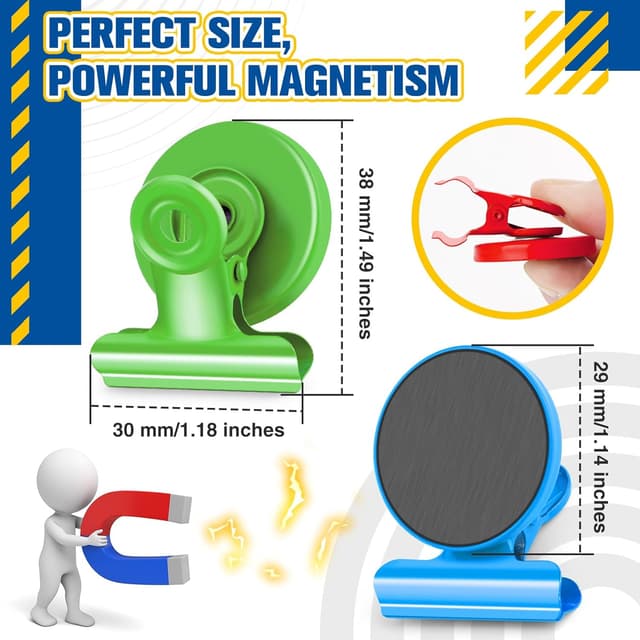 Detalle 2 de FINDMAG fridge magnets clip 6-pack – heavy-duty magnetic clips for whiteboards, fridges and photos