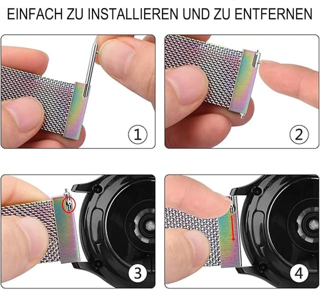 Detalle de ZLZKJS Edelstahl Mesh Uhrenarmband mit Magnetverschluss – 14 bis 24 mm Schnellverschluss-Ersatzband