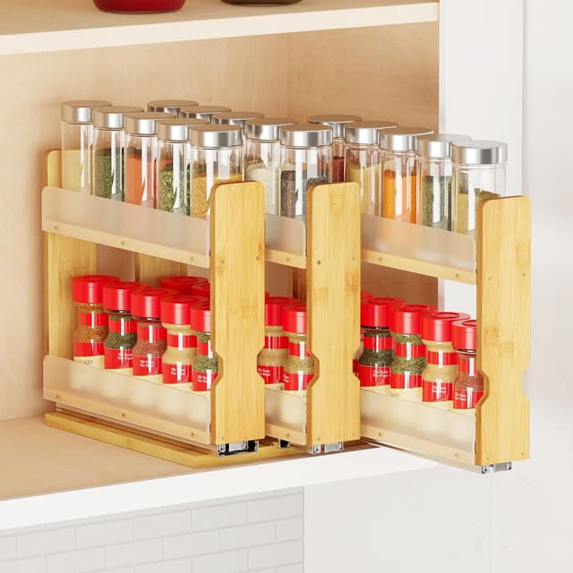Detalle de SpaceAid Bamboo Pull Out Spice Rack Organizer