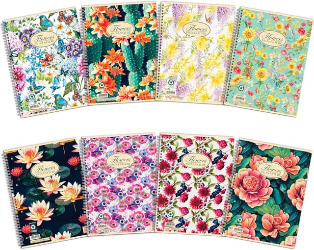 Detalle de Carnets à spirales Pigna Nature Flowers A5 (4 trous) – lot de 5, papier recyclé 80 g