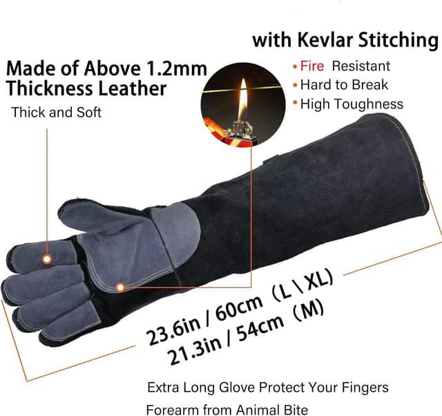 Thumbnail 3 de WZQH 23.6-inch Leather Animal Handling Gloves