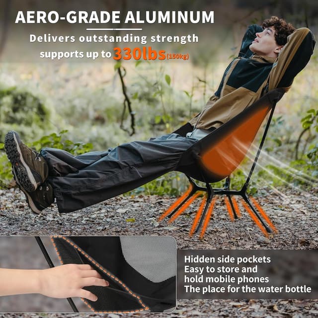 Thumbnail 6 de Naturehike YL01 Snap Camping Folding Chair (Black) — 1-second setup lightweight portable camping chair