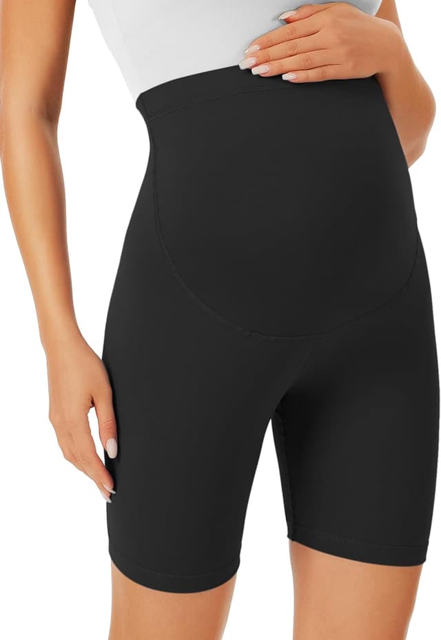 Detalle de BONVIGOR Buttercloud Maternity Shorts (Over-the-Belly) 5"/8" Biker Shorts for Pregnancy Workout & Yoga