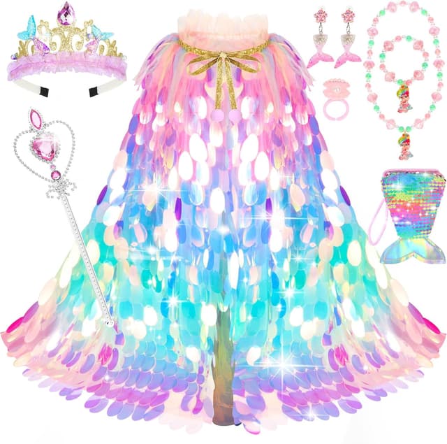 Detalle de LIMIROLER Mermaid Princess Dress Up Kit 9 pcs