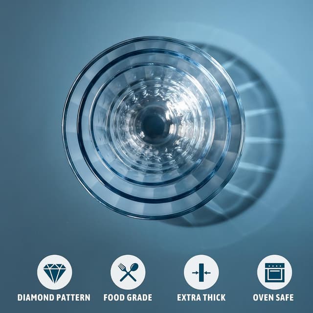 Detalle de Freshmage 5-Pack Mixing Bowls with Airtight Lids (Thick Borosilicate Glass) – Nesting Set for Baking & Meal Prep