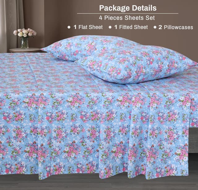 Thumbnail 6 de ZOYER King Size 100% Cotton Double Brushed Flannel Sheets Set (4-Piece) with Deep 16-Inch Pockets