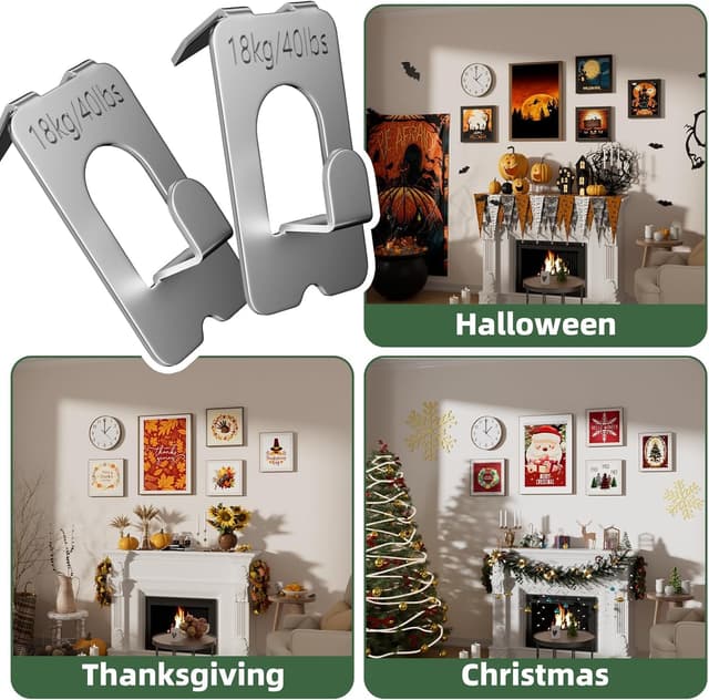 Thumbnail 6 de Anteabee 15Pcs No Nails Claw Picture Hanging Hooks (plasterboard), heavy duty support up to 18kg