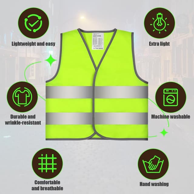 Detalle de Set da 2 giubbotti/gilet di sicurezza AYBUY per bambini con strisce catarifrangenti ad alta visibilità