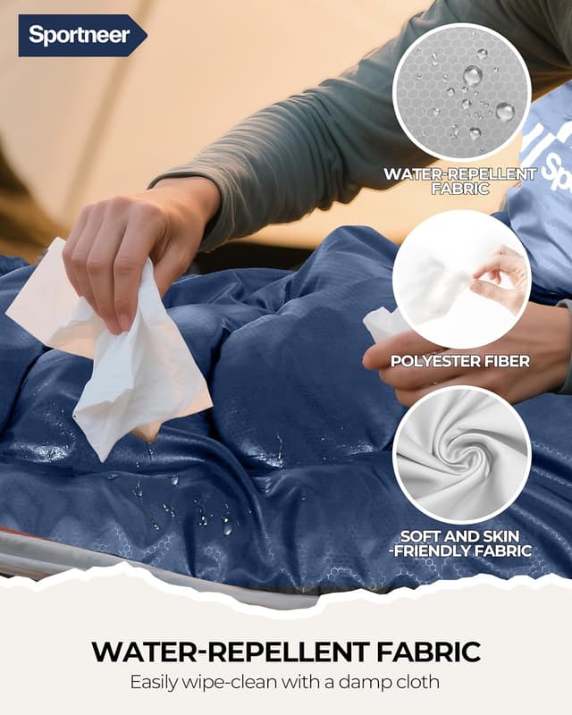 Detalle 2 de Sportneer Camping Sleeping Bag for Adults & Kids (3–4 Season, Warm Weather) – Lightweight Compact 220×80cm