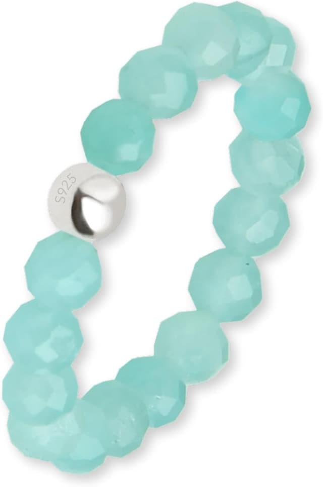 Detalle de Bague anti-stress GD GOOD.designs EST. 2015 avec perles en pierre naturelle (bague élastique ajustable)